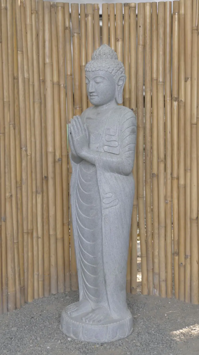  Product image 4 of the product “Standing Buddha made of Riverstone, position Namaskara , H. 150cm. ”